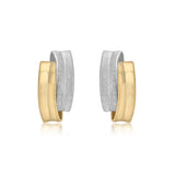 9K 2 Colour Gold Satin & Polished Overlap Stud Earrings