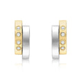9K 2 Colour Gold CZ Asymmetric Double-Bars Stud Earrings