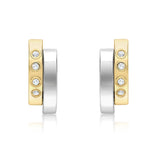 9K 2 Colour Gold CZ Asymmetric Double-Bars Stud Earrings