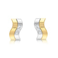 9K 2 Colour Gold Double-Bars Wave Stud Earrings