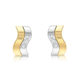 9K 2 Colour Gold Double-Bars Wave Stud Earrings