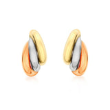 9K 3-Colour Gold Russian-Style Stud Earrings