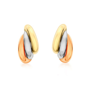 9K 3-Colour Gold Russian-Style Stud Earrings