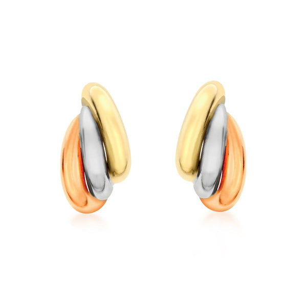 9K 3-Colour Gold Russian-Style Stud Earrings