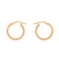 9K Rose Gold Tube Cobra-Textured Hoop Earrings