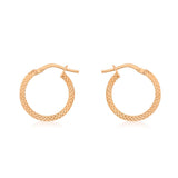9K Rose Gold Tube Cobra-Textured Hoop Earrings