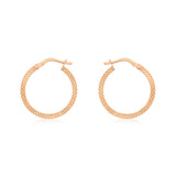 9K Rose Gold Tube Cobra-Textured Hoop Earrings