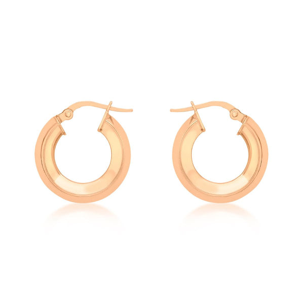 9K Rose Gold Square-Tube Creole Earrings