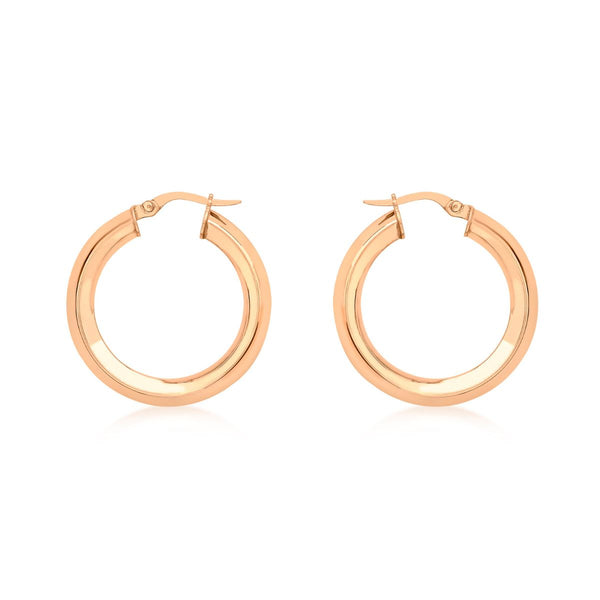 9K Rose Gold Large Square-Tube Creole Earrings