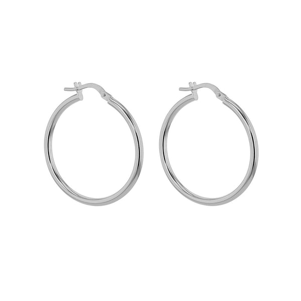 9K White Gold 28mm Plain Hoop Earrings