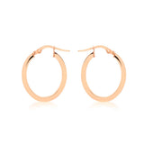 9K Rose Gold Oval Hoop Creole Earrings
