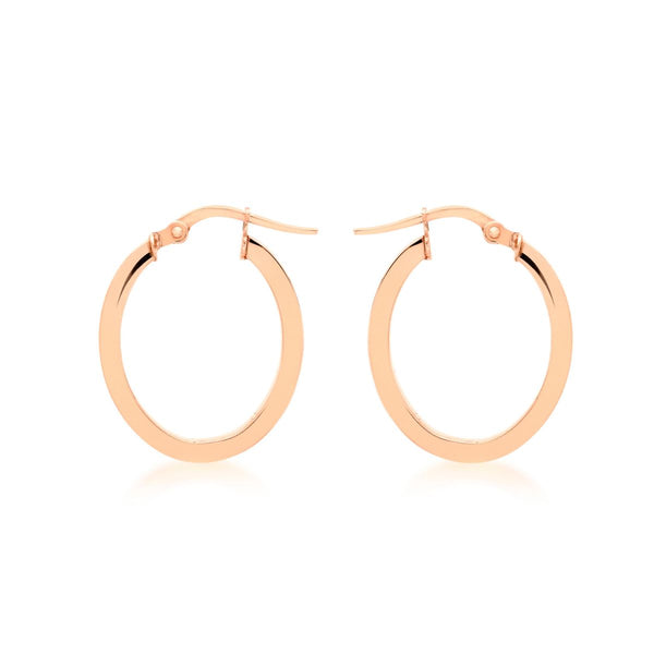 9K Rose Gold Oval Hoop Creole Earrings