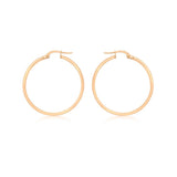 9K Rose Gold Rectangular-Tube Hoop Creole Earrings