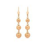 9K Rose Gold Graduated Triple-Ball Drop Earrings