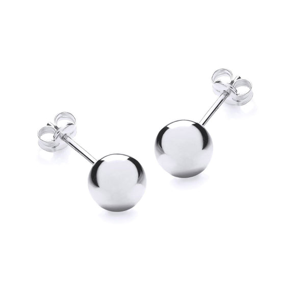 9K White Gold 7mm Polished Ball Stud Earrings