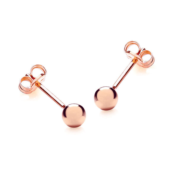 9K Rose Gold 4mm Polished Ball Stud Earrings