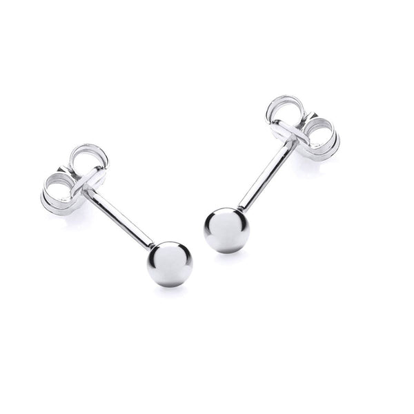 9K White Gold 3mm Polished Ball Stud Earrings