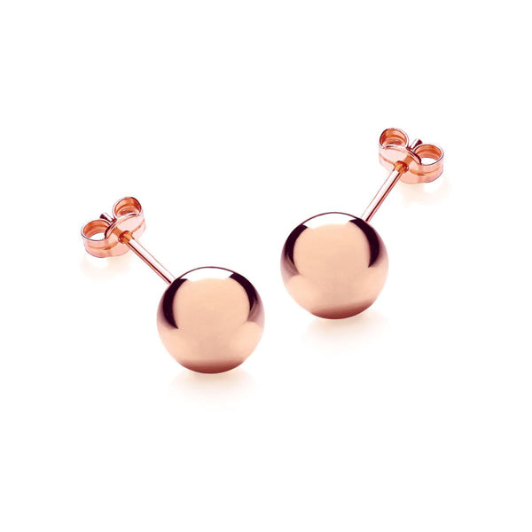 9K Rose Gold 8mm Polished Ball Stud Earrings