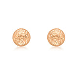 9K Rose Gold 8mm Diamond Cut Dome Stud Earrings