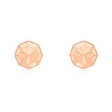 9K Rose Gold 7mm Diamond Cut Octagonal Stud Earrings