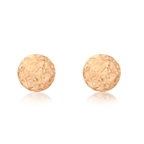 9K Rose Gold 3mm Diamond Cut Ball Stud Earrings