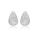 9K White Gold Diamond Cut Curved-Teardrop Stud Earrings