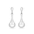 9K White Gold 8mm x 22mm Bell Drop Earrings