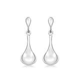 9K White Gold 8mm x 22mm Bell Drop Earrings