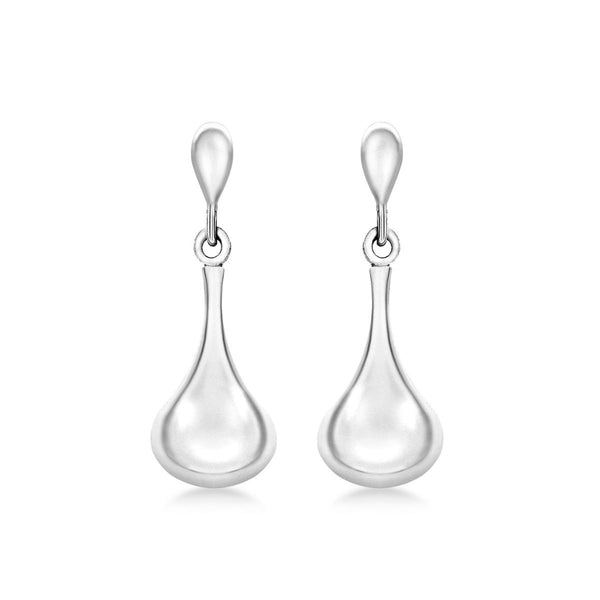 9K White Gold 8mm x 22mm Bell Drop Earrings