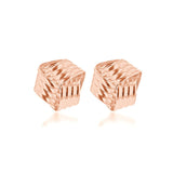 9K Rose Gold 8mm Ribbed Knot Stud Earrings