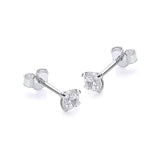 9K White Gold 4mm Round CZ Stud Earrings