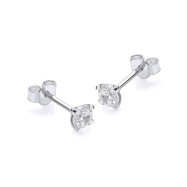 9K White Gold 4mm Round CZ Stud Earrings