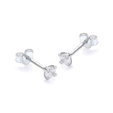 9K White Gold 3mm Round CZ Stud Earrings