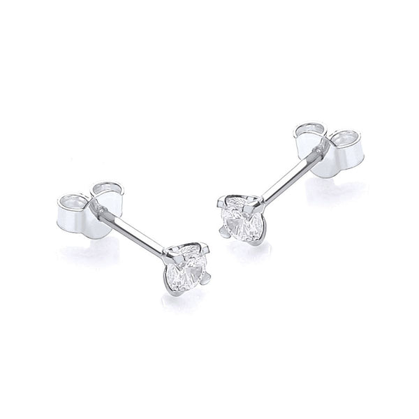9K White Gold 3mm Round CZ Stud Earrings