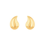 9K Yellow Gold Curved Teardrop Stud Earring