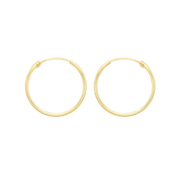 9K Yellow Gold 18mm Sleeper Hoop Earrings