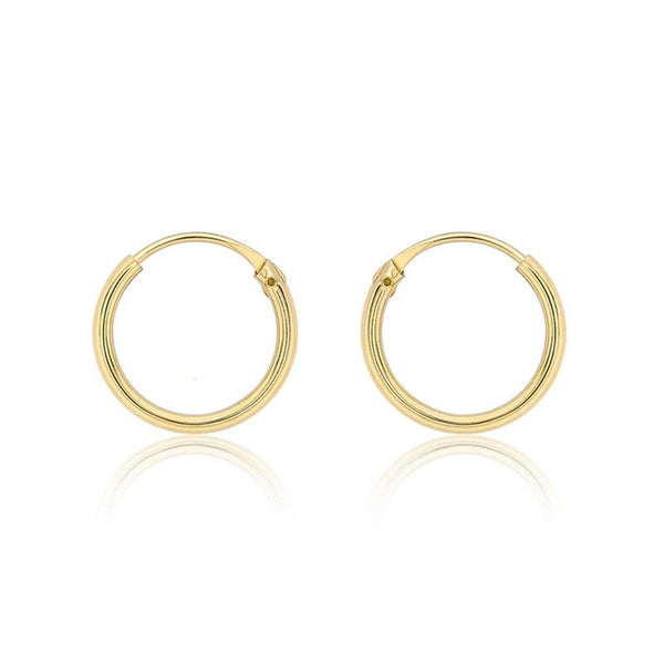 9K Yellow Gold 10.5mm Sleeper Hoop Earrings