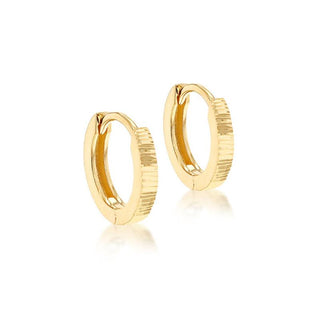 9K Yellow Gold Diamond Cut Huggie Earrings