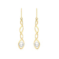 9K Yellow Gold Freshwater Pearl Spiral Drop Earrings