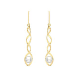 9K Yellow Gold Freshwater Pearl Spiral Drop Earrings