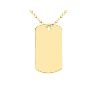 9K Gold Dog Tag Ball Chain Necklace /20"