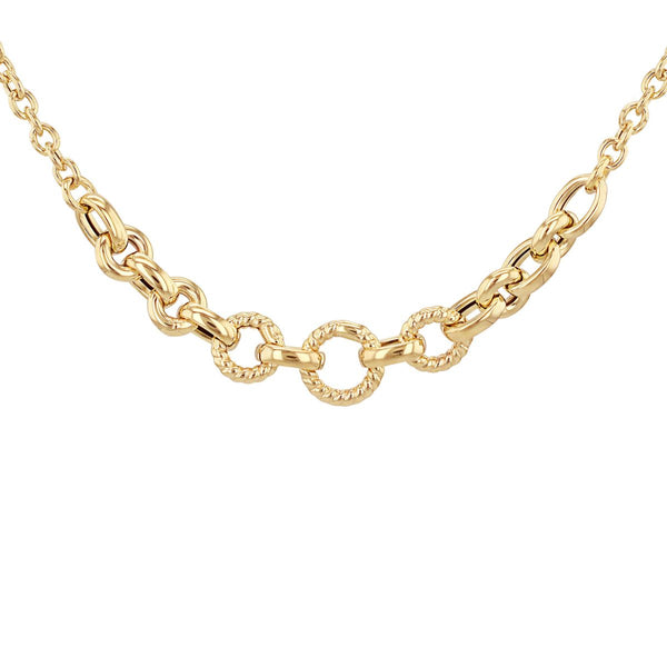 9K Yellow Gold Twisted & Polished Ring Centre Necklace /20"