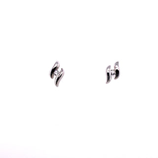9ct White Gold Diamond Set Stud Earrings