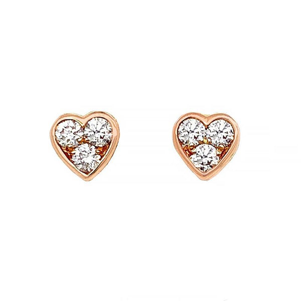 18K Rose Gold 0.24ct Diamond Heart Stud Earrings