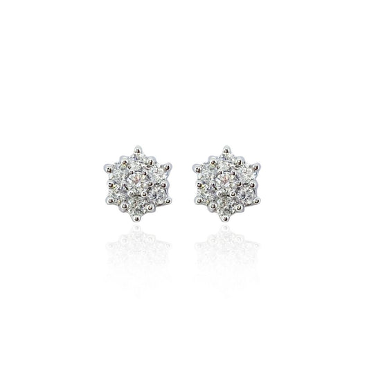 9K White Gold 0.50ct Diamond Cluster Stud Earrings