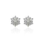 9K White Gold 0.50ct Diamond Cluster Stud Earrings