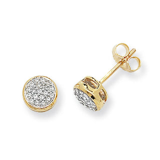 9K Yellow Gold Diamond Cluster Stud Earrings