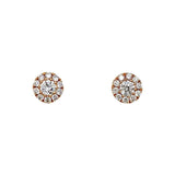 18K Yellow Gold Round Diamond Cluster Stud Earrings