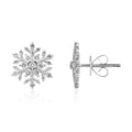 18K White Gold Diamond Snowflake Stud Earrings