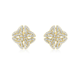 9K Yellow Gold Diamond Celtic Cross Stud Earrings 0.10ct
